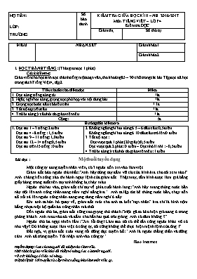 Đề và đáp án kiểm tra giữa học kỳ II Tiếng việt lớp 4 - Năm học 2016-2017